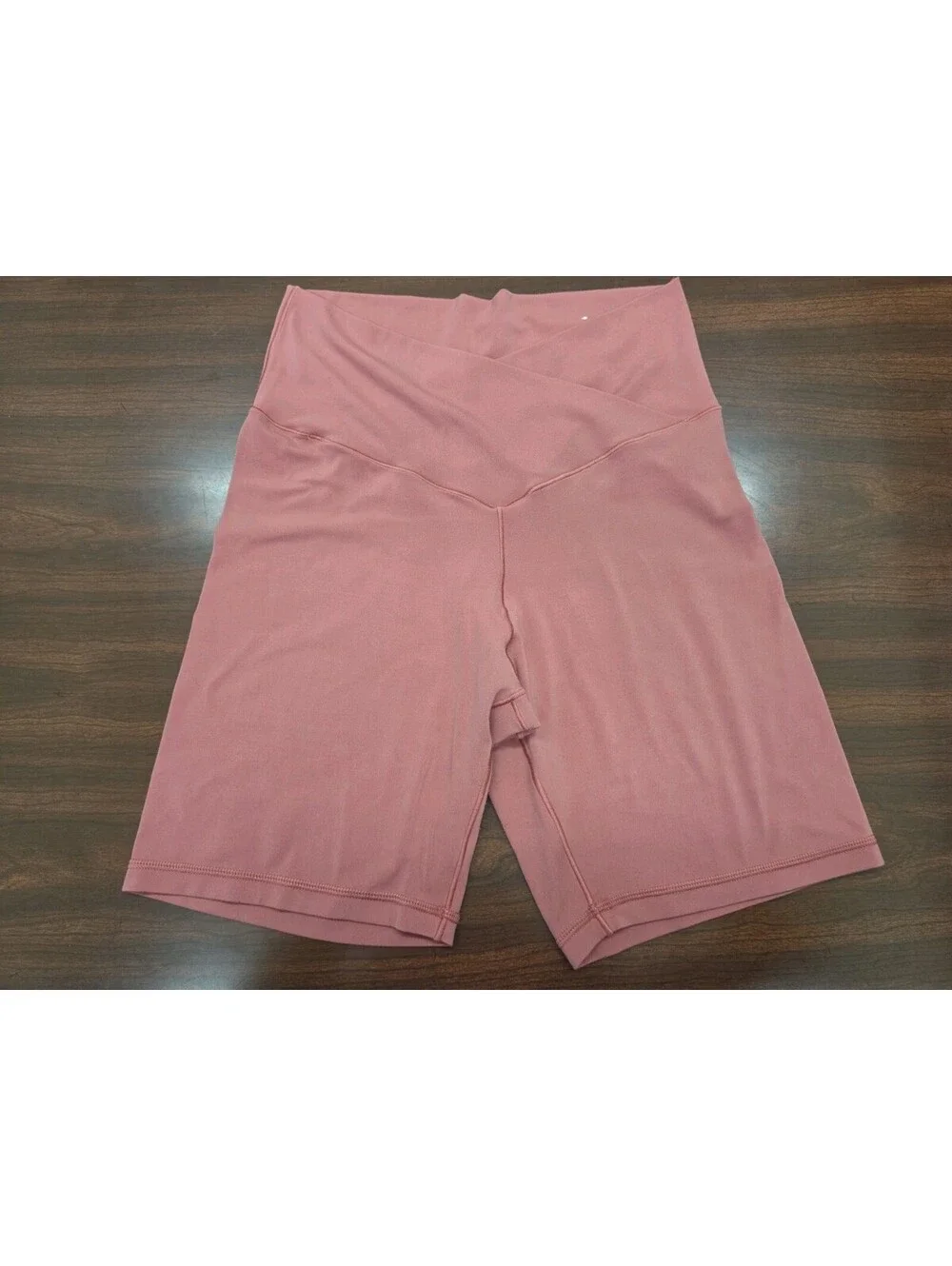 Offline Aerie Crossover Biker Shorts Large Pink Mauve High Waisted Activewear